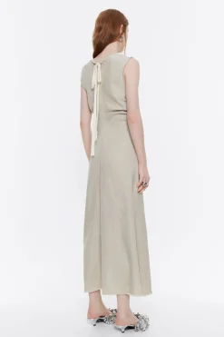 Mujer BIMBA Y LOLA Vestidos Y Monos<Vestido Midi Desflecado Lino Arena Lavado