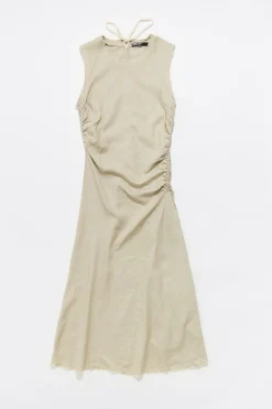 Mujer BIMBA Y LOLA Vestidos Y Monos<Vestido Midi Desflecado Lino Arena Lavado