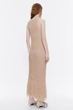 Mujer BIMBA Y LOLA Vestidos Y Monos<Vestido Punto Flecos Rosa Claro